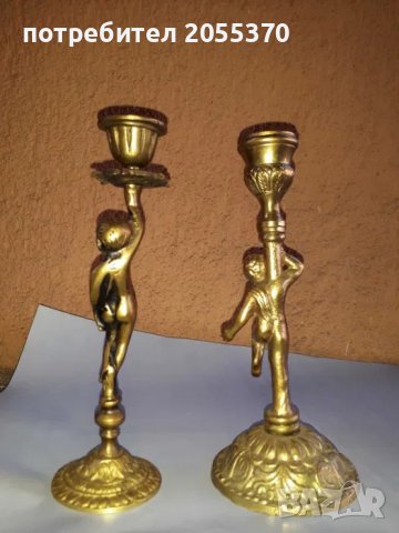 бронзови барокови свещници с фигури, снимка 1 - Антикварни и старинни предмети - 39699290