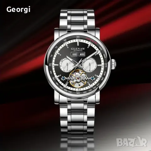 Мъжки Автоматичен, Класически GLENAW часовник* Стоманен металик!, снимка 2 - Мъжки - 49416250