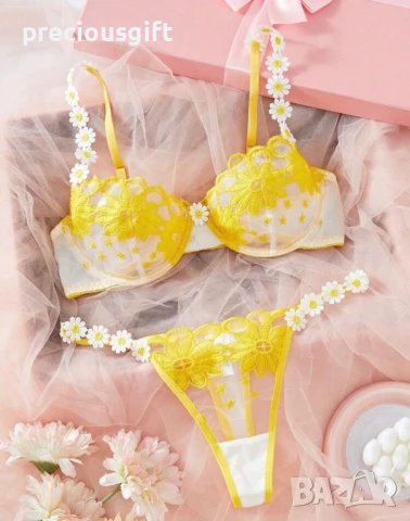 Дамско секси бельо с бродирана дантела, налично в различни цветове