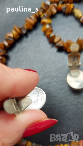 Винтидж / Антика / комплект бижута "Тигрово око" Israel sterling /публикувана и в друга категория , снимка 4 - Бижутерийни комплекти - 32961324