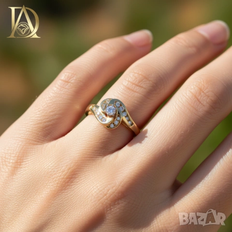 Нов Златен Пръстен с 0.50кт Естествени Брилянти , снимка 2 - Пръстени - 40173785
