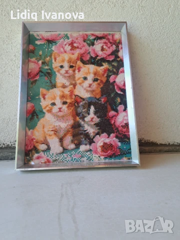 Диамантен гоблен котки-готов и рамкиран, снимка 4 - Гоблени - 50769450