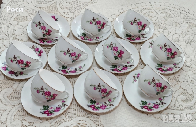 К-т чашки за кафе с позлатен кант