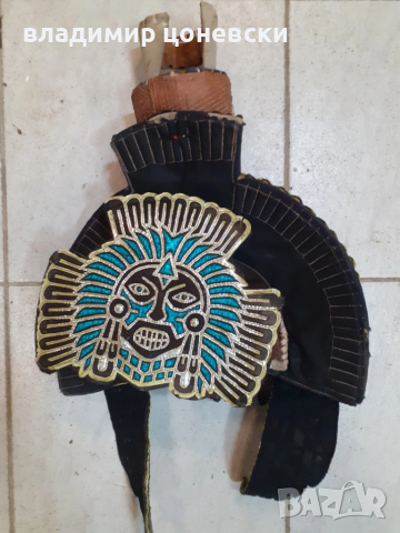 Много стара,автентична ритуална маска на маите от Перу, снимка 3 - Антикварни и старинни предмети - 52300693