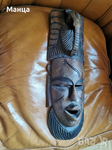 Дървена Африканска маска, снимка 3 - Антикварни и старинни предмети - 42957067