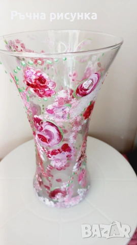 Големи ръчно рисувани стъклени вази, снимка 8 - Декорация за дома - 47083242
