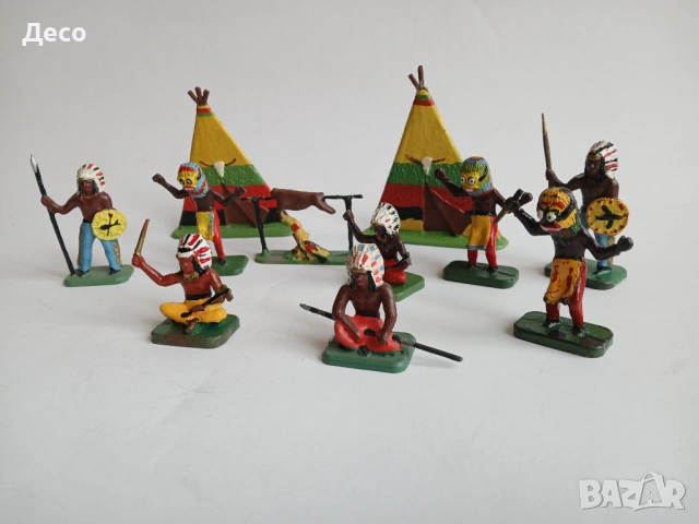 Стари пластмасови фигурки, индианци., снимка 3 - Колекции - 53030090