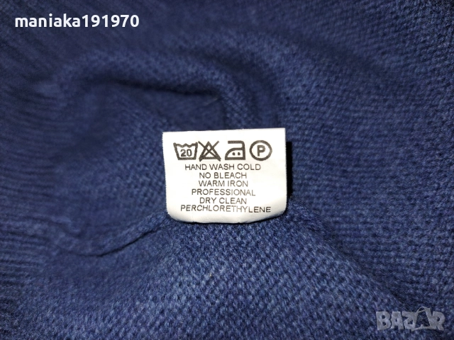 РЕЗЕРВИРАН! Gran Sasso Blue Wool Cashmere 1/4 Zip Sweater 54 (XL) мъжки пуловер от мерино и кашмир, снимка 8 - Пуловери - 51859115