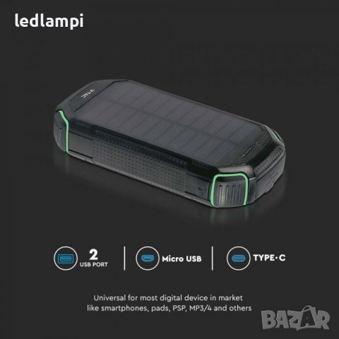 Външна Соларна Батерия 30000mAh Безжична Черна, снимка 3 - Друга електроника - 40073001