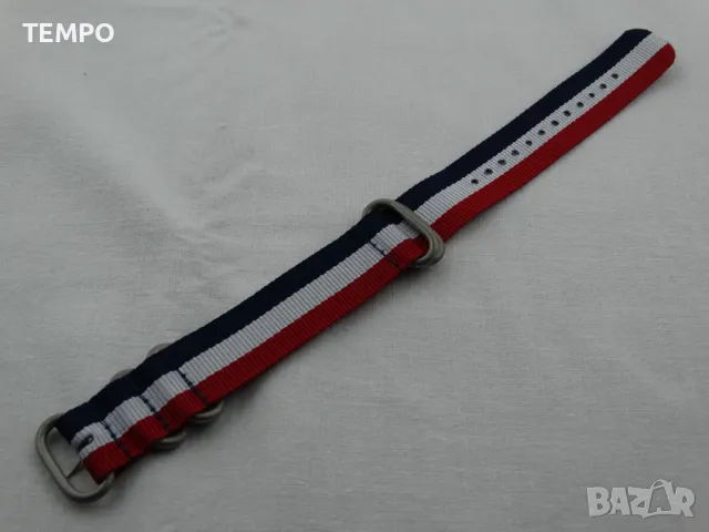 КАИШКА ZULU- ЧЕРВЕН / БЯЛ / СИН -20мм + ПОДАРЪК, снимка 12 - Каишки за часовници - 48202618