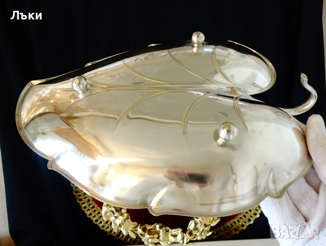 Посребрена фруктиера Листо на Hoka Germany. , снимка 7 - Антикварни и старинни предмети - 52776988