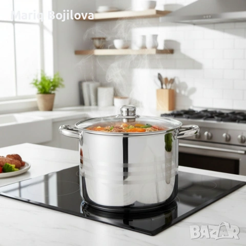 Тенджера Edenberg от неръждаема стомана и многослойно дъно за бързо и равномерно готвене, снимка 3 - Съдове за готвене - 53413750