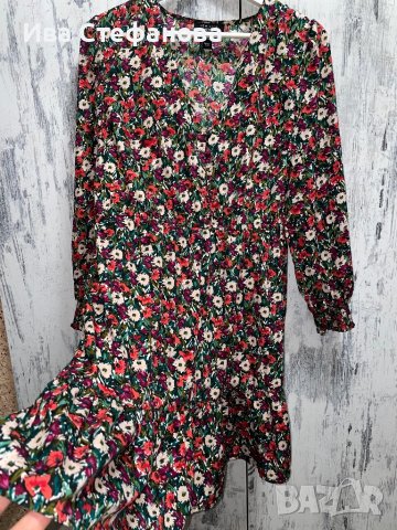 Страхотна нова  спортно елегантна рокля флорален принт цветя волани , снимка 11 - Рокли - 40314794