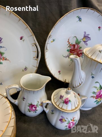 Десертен сервиз LUDWIGSBURG ръчно рисуван, произведен в периода 1919-1927 г., снимка 3 - Сервизи - 35032740