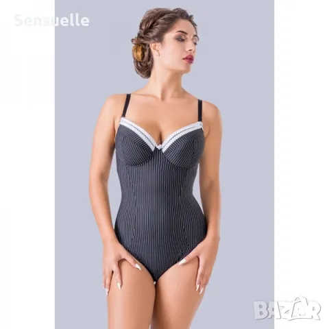 Луксозно боди в черно/бяло Angela - Всички размери, снимка 1