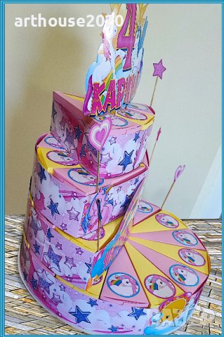 Картонена торта ЕДНОРОГ,покани за рожден ден,банери за стена и др., снимка 3 - Други - 39476855