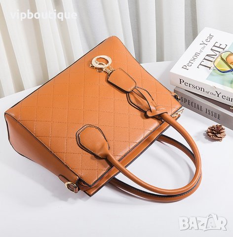 Кафява Кожена Дамска Чанта Сет Комплект, снимка 4 - Чанти - 43064326