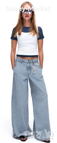 Дамско модерно дънки с широк крачол