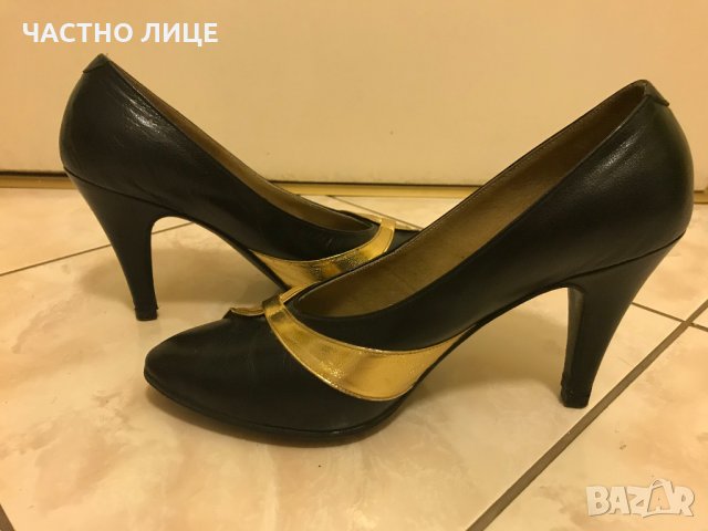 2 бр Черни Дамски обувки Естествена кожа - велур, лицева кожа , снимка 6 - Дамски обувки на ток - 28626014