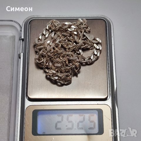 Сребърен  синджир панцер, снимка 2 - Колиета, медальони, синджири - 43887750