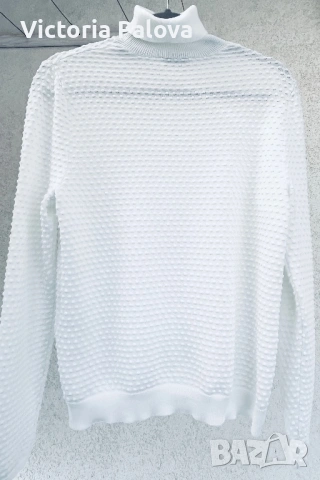 Луксозна бяла поло блуза PETER HAHN американски SUPIMA памук, снимка 2 - Блузи с дълъг ръкав и пуловери - 53566881