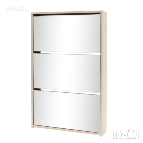 vidaXL Шкаф за обувки с тройно огледало, дъб, 63x17x102,5 cм(SKU:243047), снимка 1