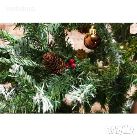 Изкуствена елха с шишарки, Полипропилен и PVC, Стойка, Зелена, Различни размери, снимка 2 - Декорация за дома - 47732286