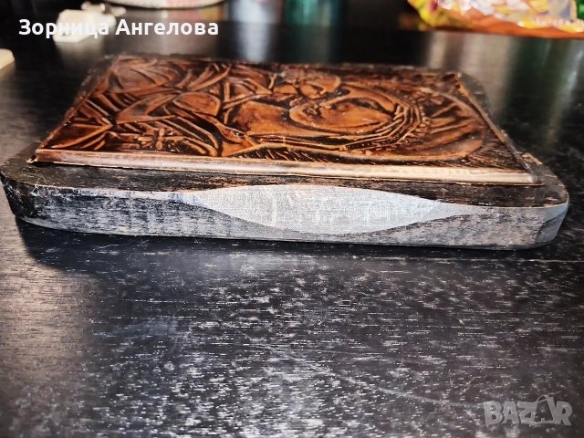 Икона мед върху дърво. 1983 г., 20/14 см, снимка 6 - Други - 52897944