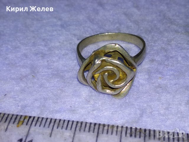 СРЕБЪРЕН РЕТРО АРТ ПРЪСТЕН РОЗА СРЕБРО 925 АЖУРНА РЪЧНА СТАРА ИЗРАБОТКА 40155, снимка 4 - Пръстени - 43226765