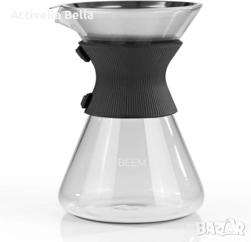 Стъклена кана с метален филтър BEEM Classic Selection Pour Over (до 6 чаши), снимка 2 - Аксесоари за кухня - 52522149