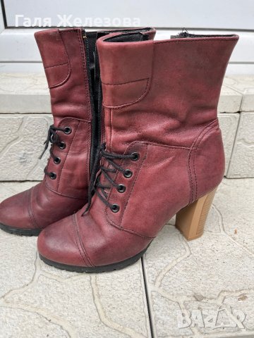 Естествена кожа в бордо, снимка 3 - Дамски боти - 43003337