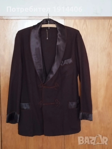 Елегантен мъжки кабинетен халат, вълна, топъл  и изящно изработен, 108/170