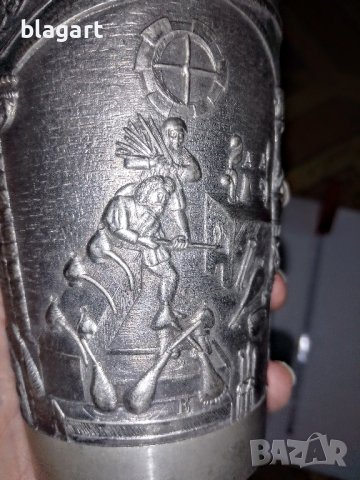 Релефна Чаша,бокал -калаено-сребърна сплав