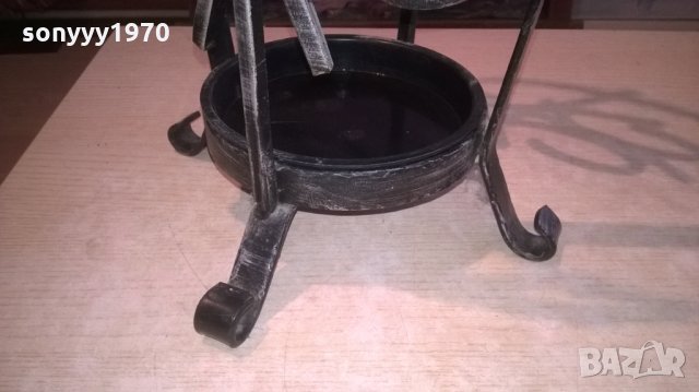 ПОСТАВКА ЗА ЧАДЪРИ ОТ КОВАНО ЖЕЛЯЗО И МЕСИНГ-50Х35СМ, снимка 9 - Колекции - 27400829
