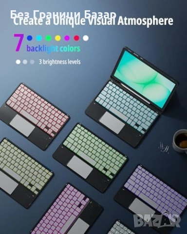 Нова Подсветена клавиатура калъф таблет Samsung Tab A9+ A11+ 11" Самсунг, снимка 3 - Калъфи, кейсове - 53032943