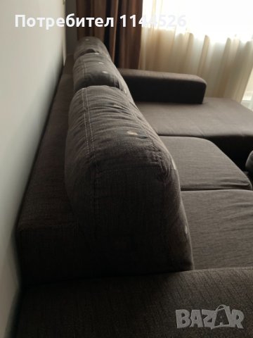 Ъглов диван с лежанка и табуретка в кафяво , снимка 6 - Дивани и мека мебел - 43391072