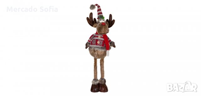 Коледен декоративен елен с жилетка, 80см 