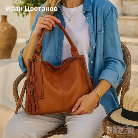 Стилна дамска чанта с голям обем и организация, снимка 5 - Чанти - 51865264