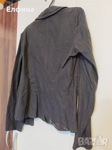 Дамско черно, елегантно сако памучно с вградени фини метални нишки SAND, снимка 5 - Сака - 37860037