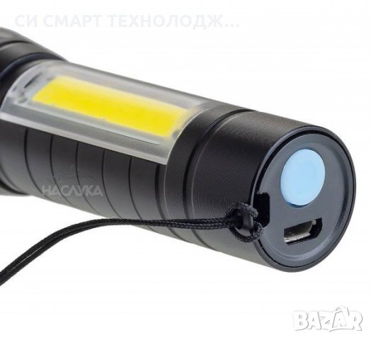 Мини фенер с COB LED светлина, зуум, 3 режима на работа, USB зареждане и кутийка за съхранение, снимка 2 - Къмпинг осветление - 28267616