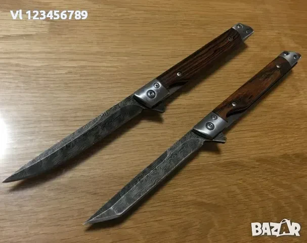 Сгъваем нож M390 - 78х194 (5) - острие ” танто+дамаск”