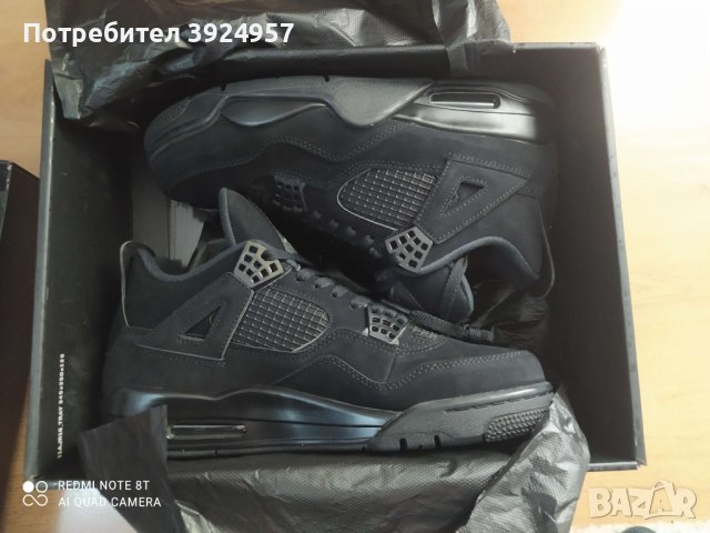 Nike Air Jordan 4 Black Cat, снимка 1 - Спортни обувки - 43465407