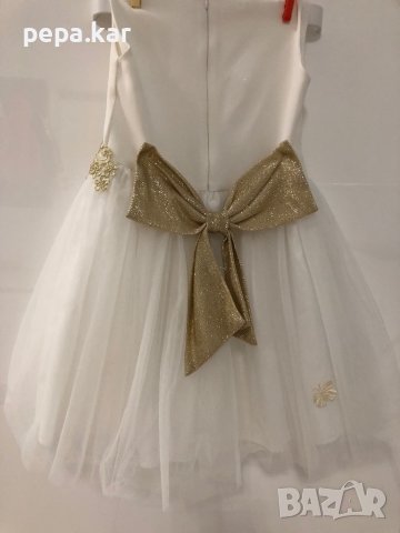 Рокля за принцеса, бяла със златна 3D бродерия, снимка 3 - Детски рокли и поли - 40828777