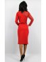 Червена рокля с дълги прозрачни ръкави и вталена форма., снимка 2