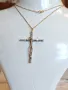 Уникален Старинен Сребърен Кръст Разпятие със  Златни Елементи, снимка 7