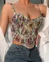 Дамска нова улична ретро камизолка с цветя, 2цвята, снимка 7