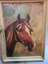 Стара авторска картина -Кон-масло,подписана, снимка 2