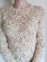 Ръчно плетена блуза, цвят екрю с ажурни мотиви, снимка 5