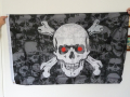 Пиратско знаме с черепи кости червени очи пират страшно ужас, снимка 1 - Декорация за дома - 36533738