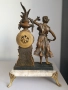 Франция 1800-те/50см-7кг стар френски каминен часовник/метална ЦАМ фигура-мрамор, снимка 2